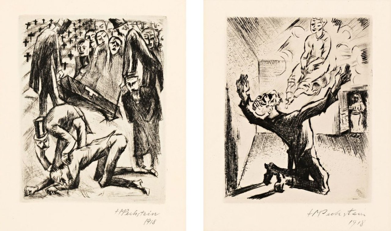 Auf diesem Bild ist das folgende Kunstwerk zu sehen: Max Pechstein. „Der Schatten III“ / „Der Schatten IV“. 1918.