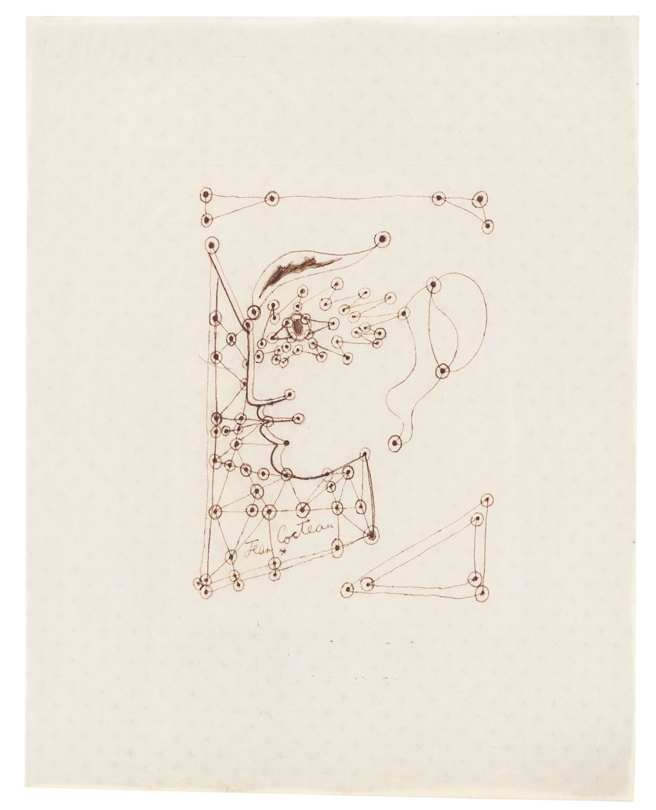 Auf diesem Bild ist das folgende Kunstwerk zu sehen: Jean Cocteau. „Profil aux cercles“. Um 1950.