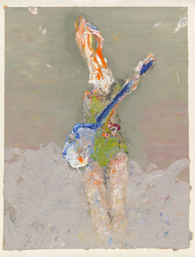 Auf diesem Bild ist das folgende Kunstwerk zu sehen: Valérie Favre. „Lapine univers (mit Gittare)“. 2009/10.