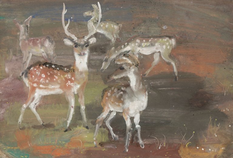 Auf diesem Bild ist das folgende Kunstwerk zu sehen: Josef Hegenbarth. „Axishirsche“. 1929.