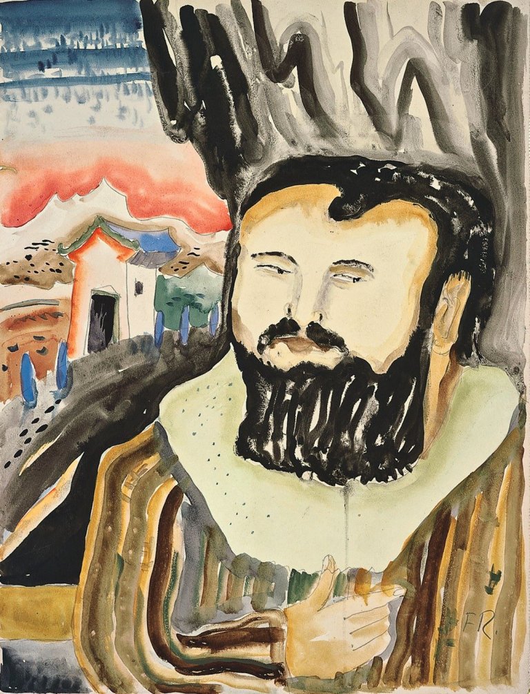 Auf diesem Bild ist das folgende Kunstwerk zu sehen: Franz Radziwill. „Bärtiger Mann am Fenster“. 1921.