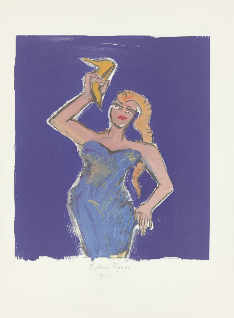 Auf diesem Bild ist das folgende Kunstwerk zu sehen: Elvira Bach. Mit Schuh. 1992.