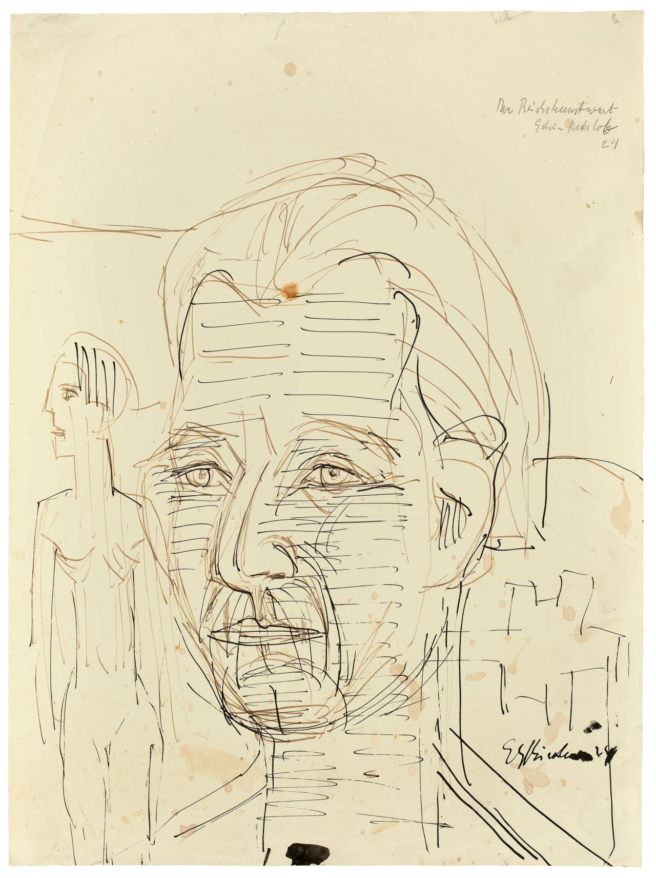 Auf diesem Bild ist das folgende Kunstwerk zu sehen: Ernst Ludwig Kirchner. „Der Reichskunstwart Edwin Redslob“. 1924.