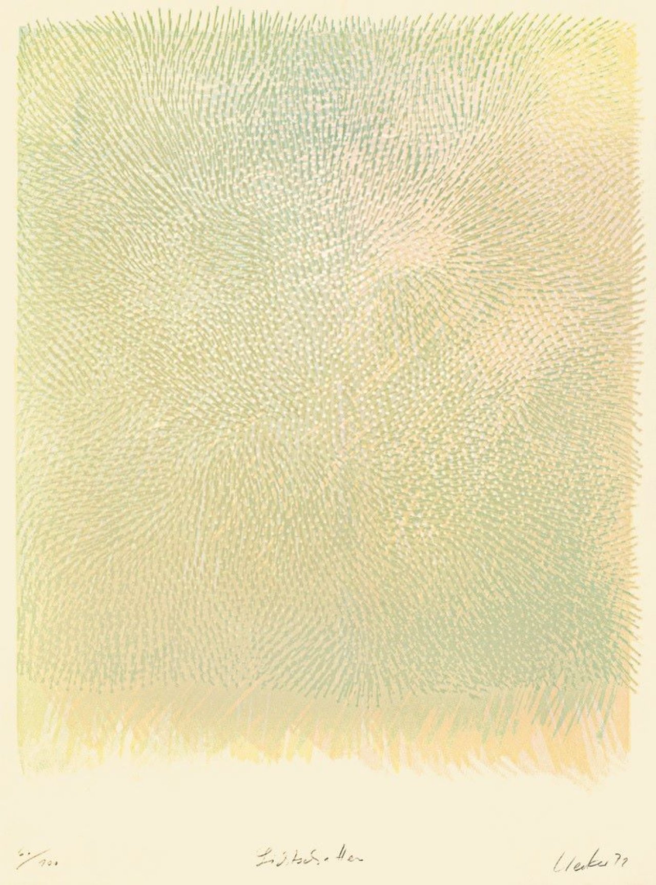 Auf diesem Bild ist das folgende Kunstwerk zu sehen: Günther Uecker. „Lichtschatten“. 1972.