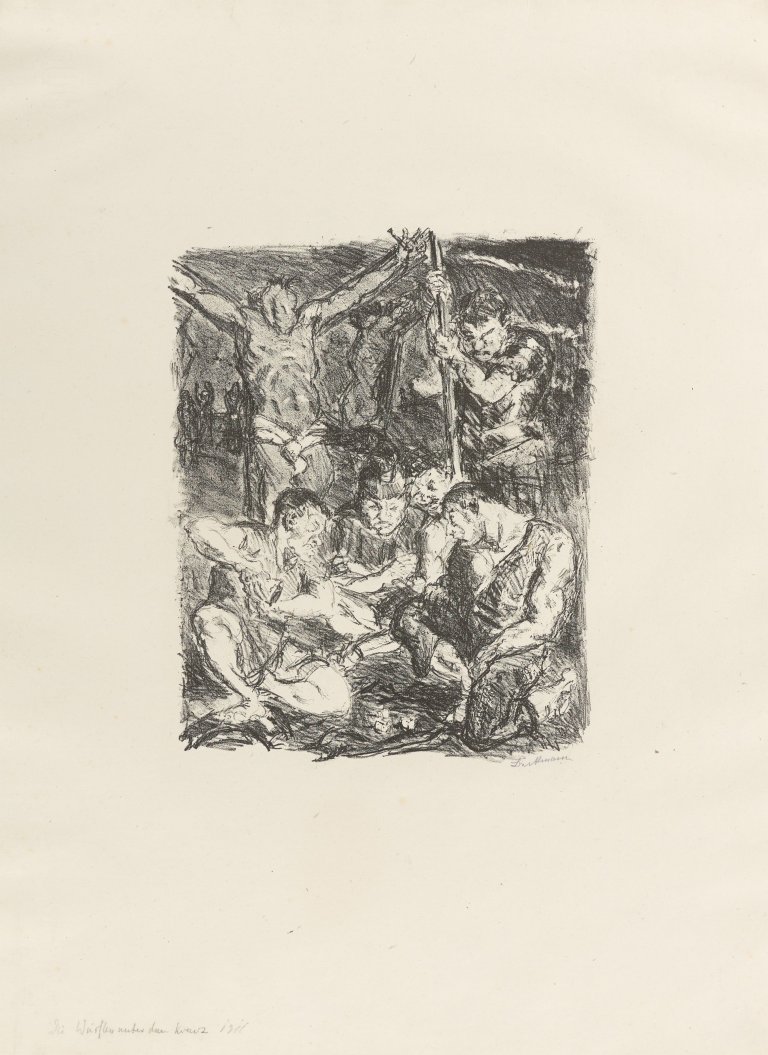 Auf diesem Bild ist das folgende Kunstwerk zu sehen: Max Beckmann. „Die Würfler unter dem Kreuz“. 1911/1917.