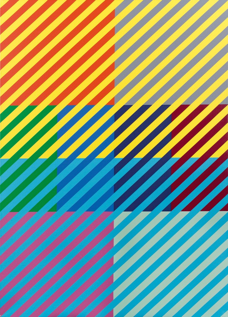 Auf diesem Bild ist das folgende Kunstwerk zu sehen: Anton Stankowski. Flächen durch Schrägen. 1995.