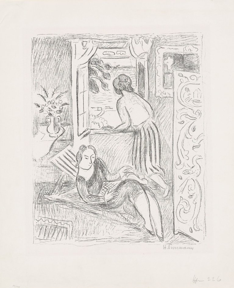 Auf diesem Bild ist das folgende Kunstwerk zu sehen: Hans Purrmann. „Frauen am Fenster“. 1956.
