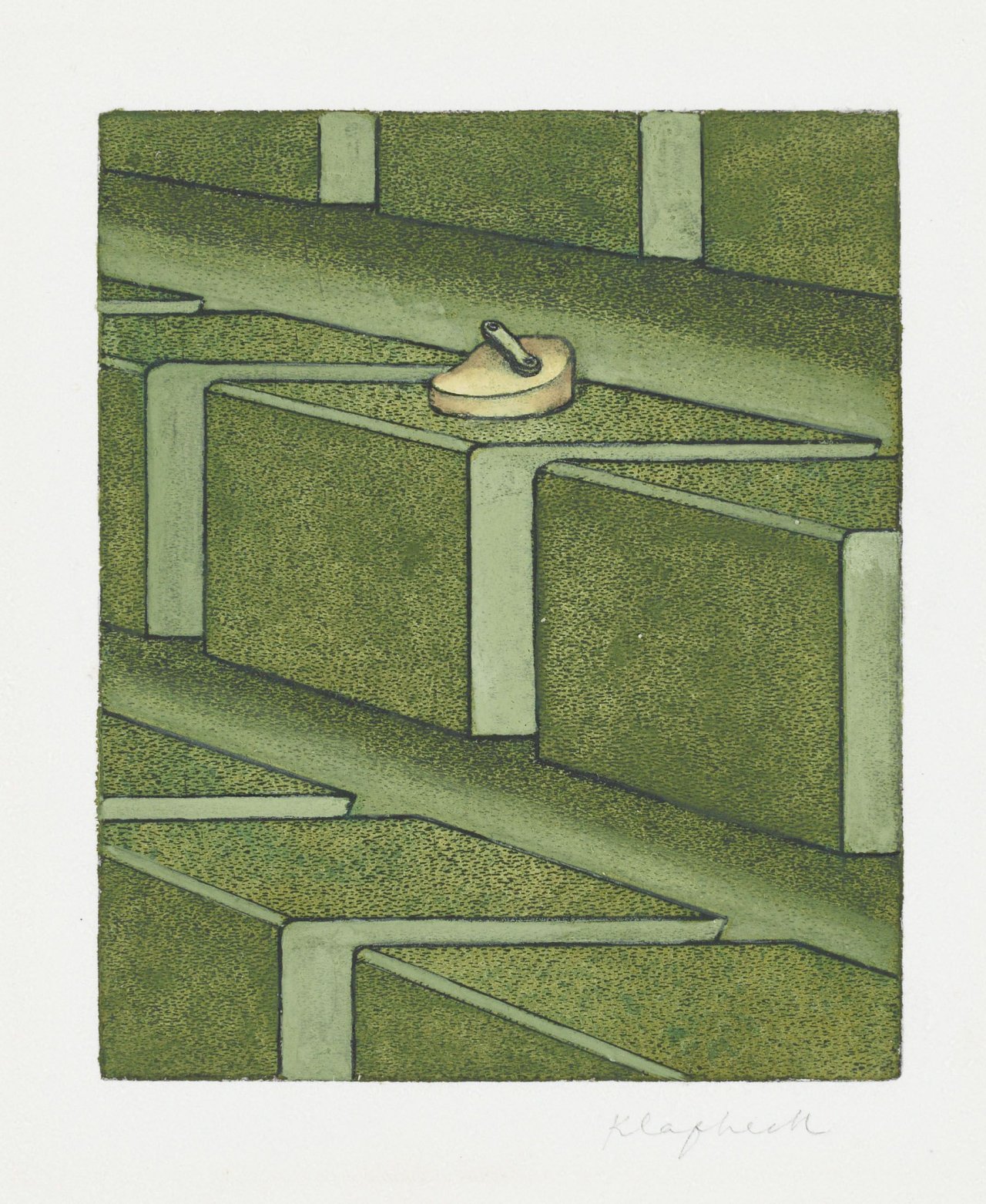 This picture shows the following artwork: Konrad Klapheck. „Patience (Schellenelement auf Terassen)“. 1979.