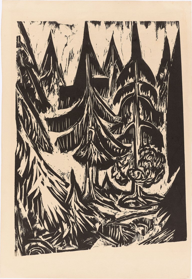 Auf diesem Bild ist das folgende Kunstwerk zu sehen: Ernst Ludwig Kirchner. „Taunustannen“. 1916.