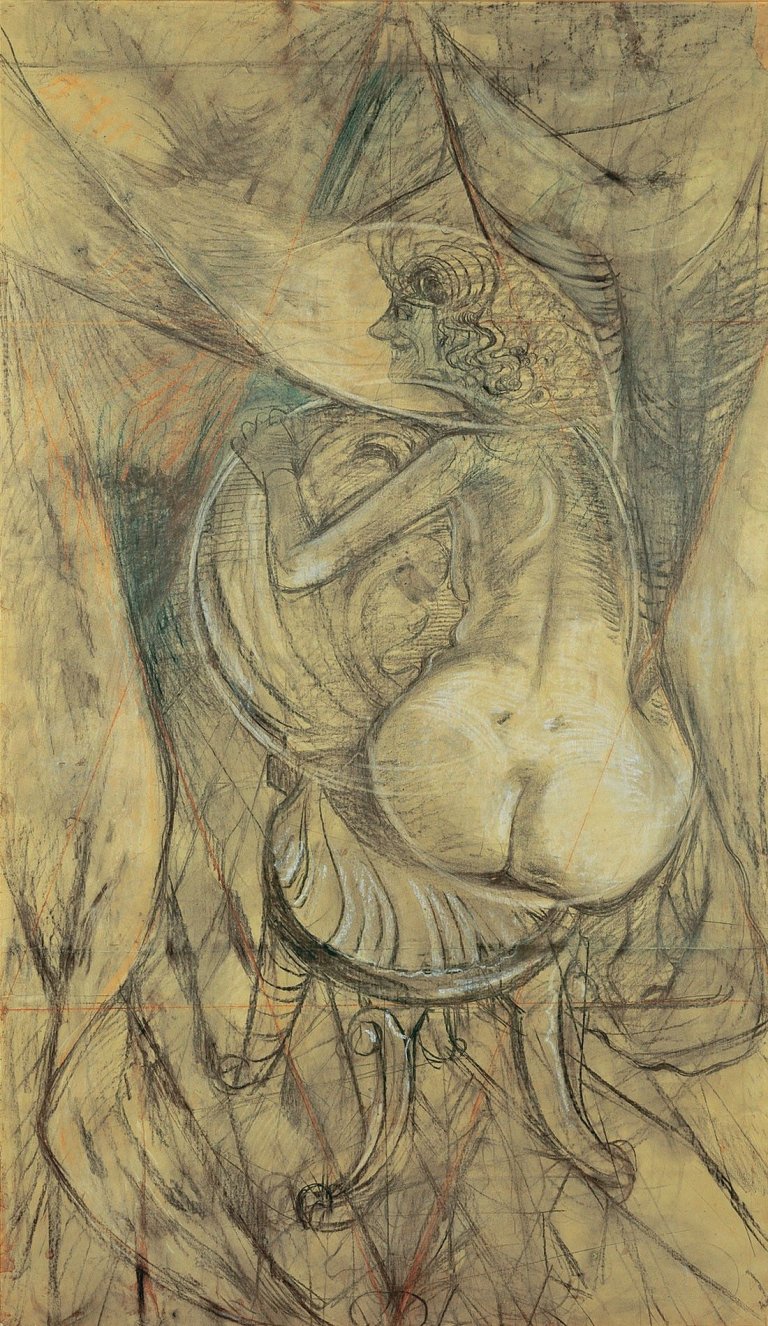 Auf diesem Bild ist das folgende Kunstwerk zu sehen: Otto Dix. „Sitzender weiblicher Rückenakt“. 1932.