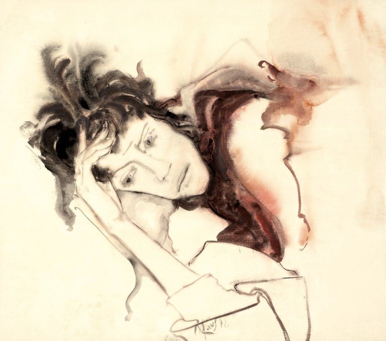 Auf diesem Bild ist das folgende Kunstwerk zu sehen: Max Kaus. Liegende Turu. 1948.