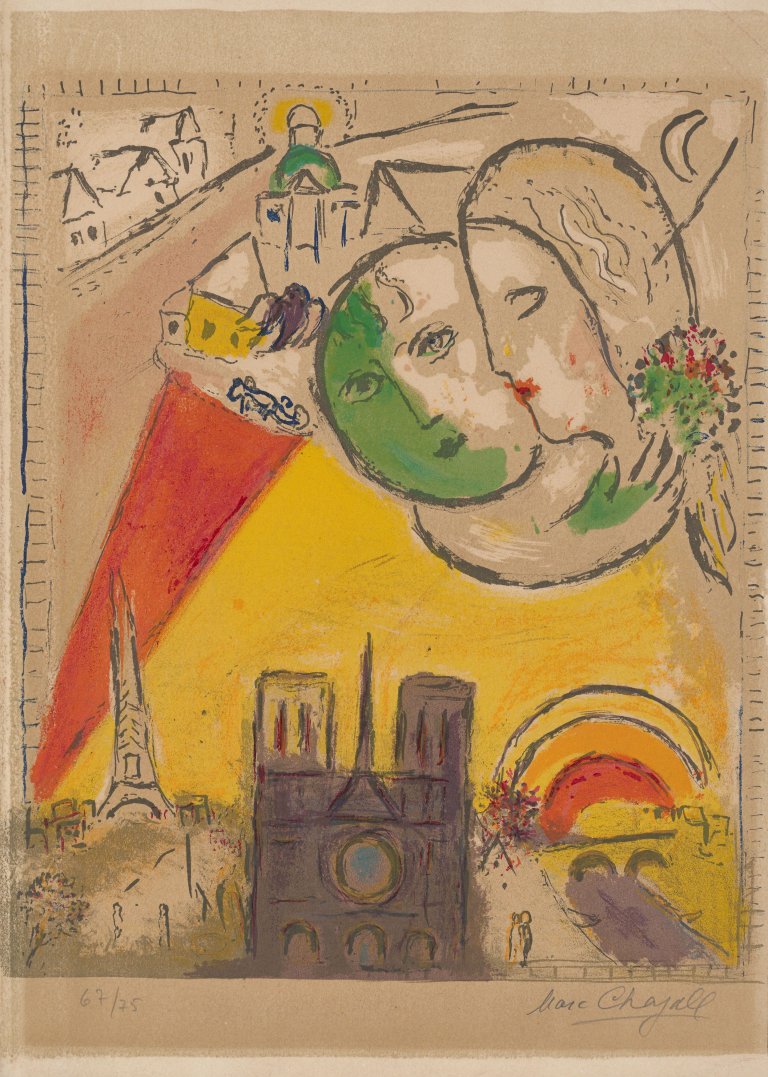 Auf diesem Bild ist das folgende Kunstwerk zu sehen: Marc Chagall. „Le Dimanche“. 1954.