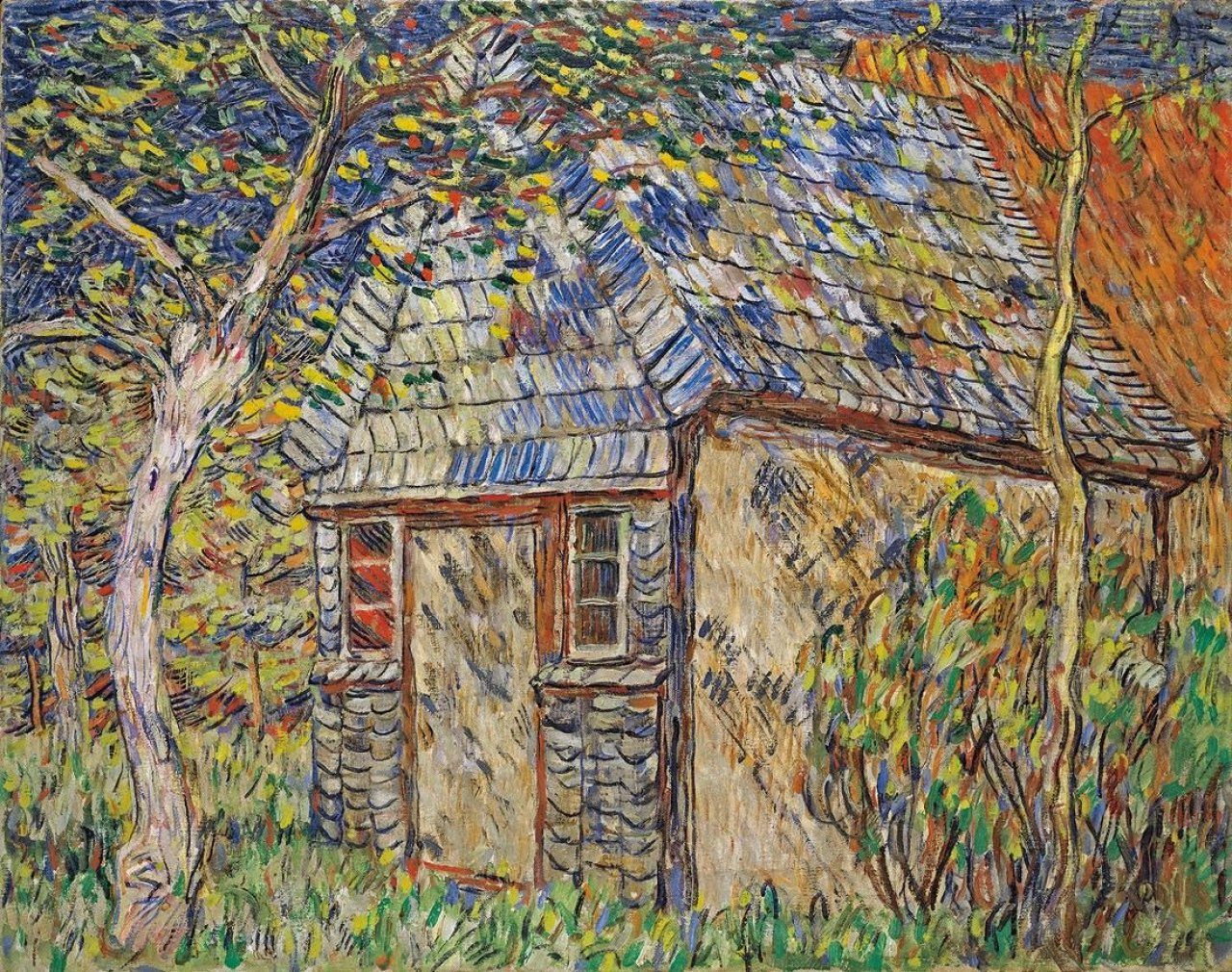 This picture shows the following artwork: Christian Rohlfs. „Gartenhaus unter Bäumen“. 1906/08.