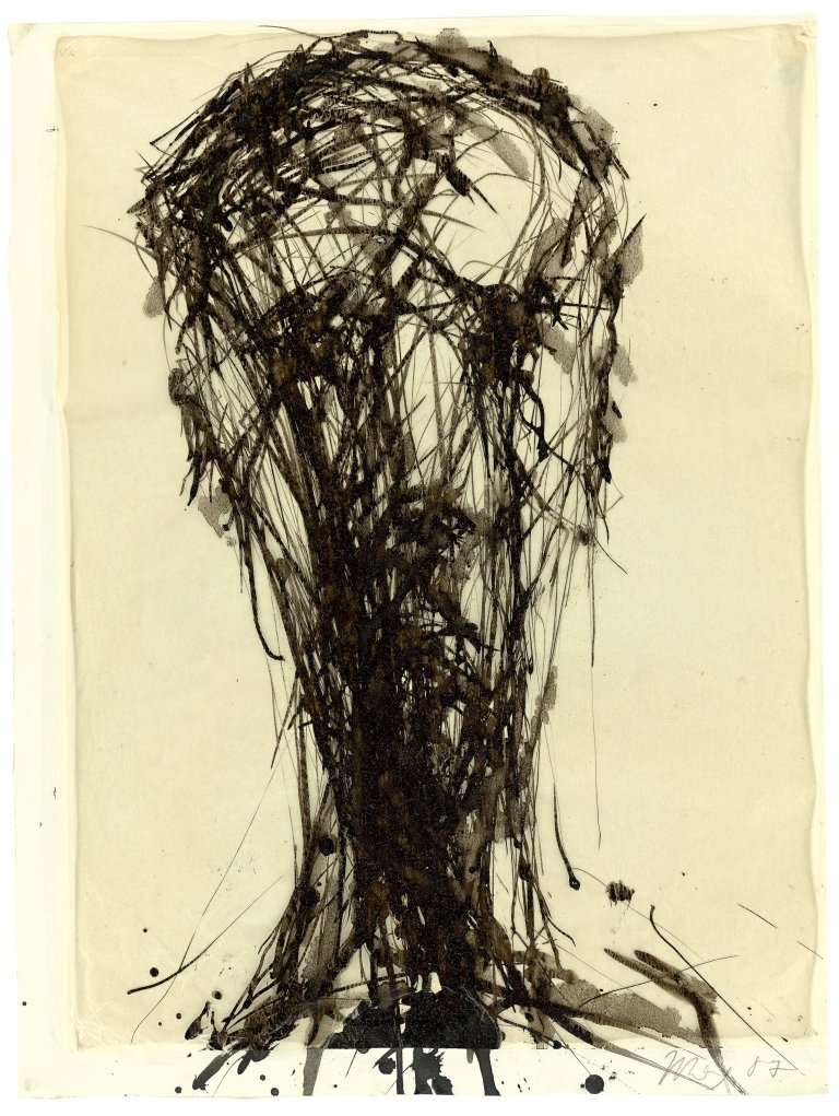 Auf diesem Bild ist das folgende Kunstwerk zu sehen: Max Uhlig. „Kopf T. M. “. 1987.