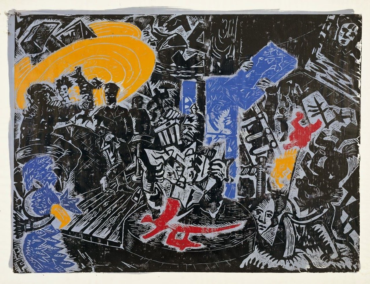 Auf diesem Bild ist das folgende Kunstwerk zu sehen: Jörg Immendorff. „Kriegsblatt“ (Aus: „Café Deutschland Gut“). 1982/83.