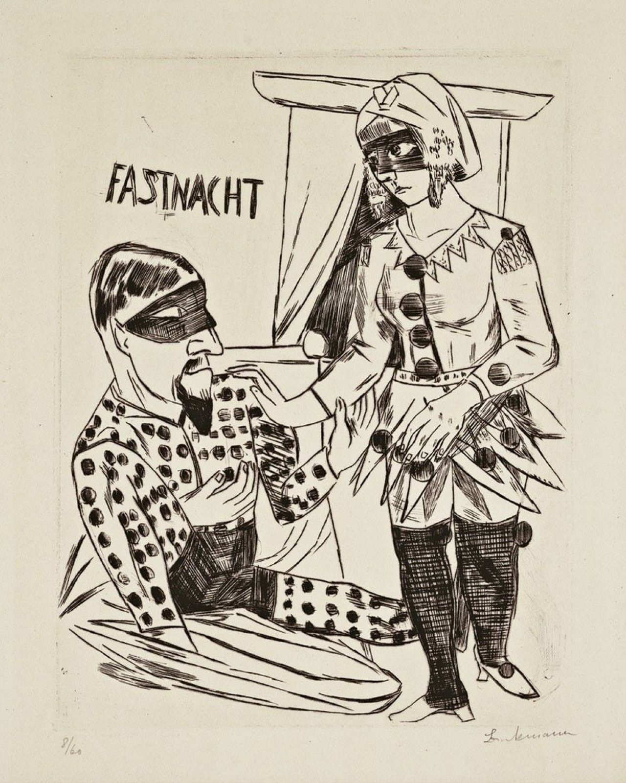 Auf diesem Bild ist das folgende Kunstwerk zu sehen: Max Beckmann. „Fastnacht“. 1922.