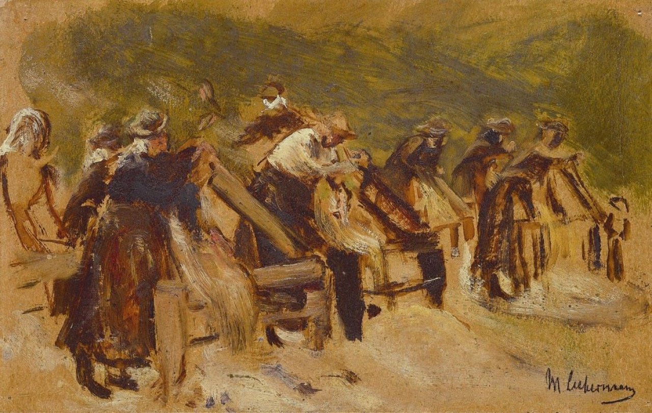 This picture shows the following artwork: Max Liebermann. „Flachsarbeiter“. 1874.