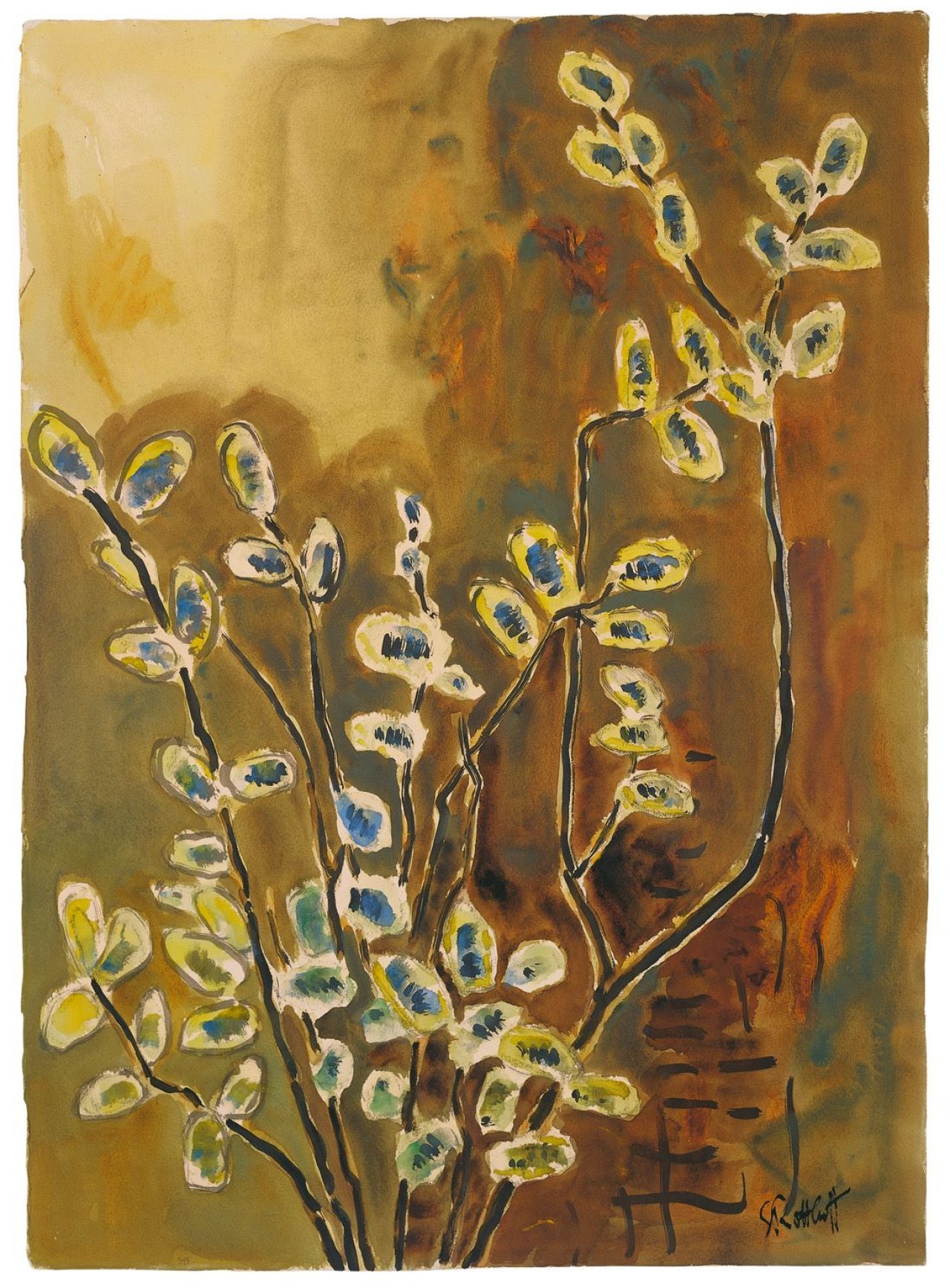 Auf diesem Bild ist das folgende Kunstwerk zu sehen: Karl Schmidt-Rottluff. Weidenkätzchen. 1939.