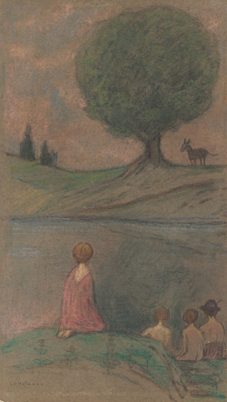 Auf diesem Bild ist das folgende Kunstwerk zu sehen: Ludwig von Hofmann. Am See.