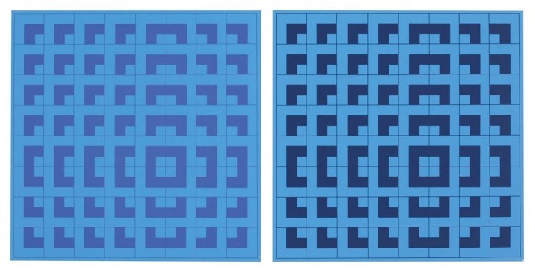 Auf diesem Bild ist das folgende Kunstwerk zu sehen: Timm Ulrichs. „Quadrat-Variator V“ / „Quadrat-Variator V“. 1962/71 / 1962/71.