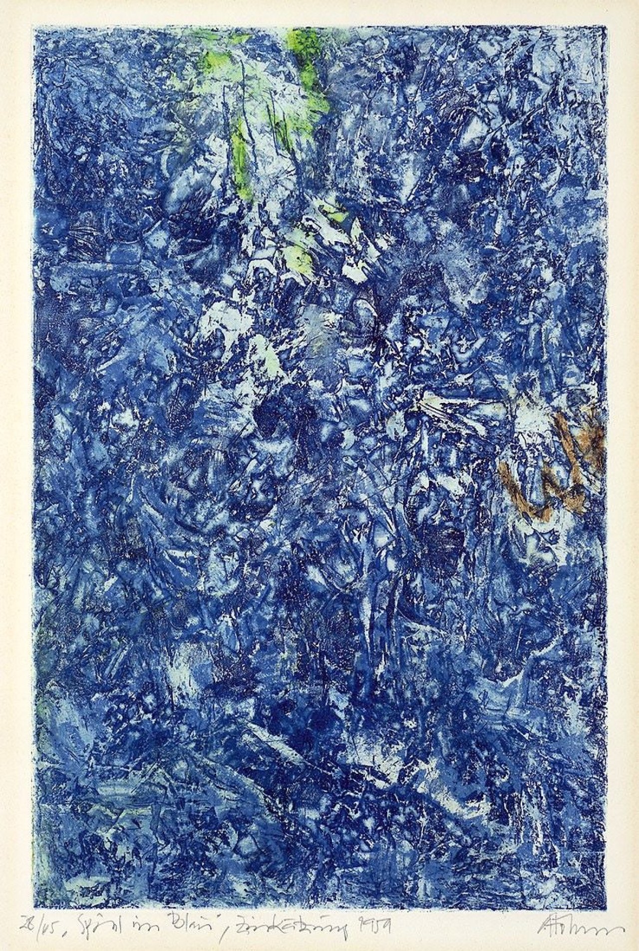 Auf diesem Bild ist das folgende Kunstwerk zu sehen: Gerhard Hoehme. „Spiel in Blau“. 1959.