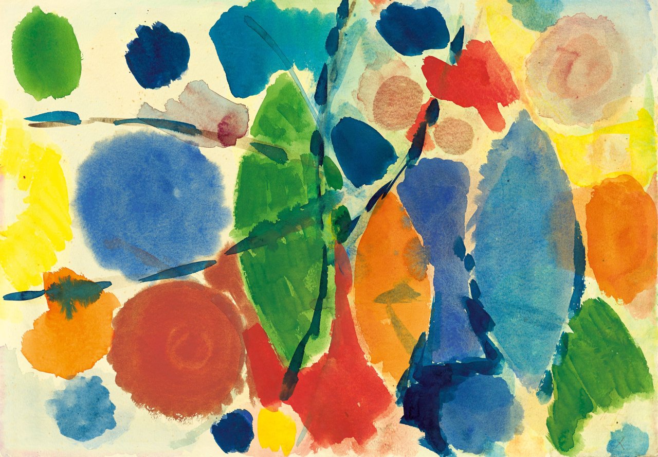 Auf diesem Bild ist das folgende Kunstwerk zu sehen: Ernst Wilhelm Nay. „Ohne Titel“. 1956.