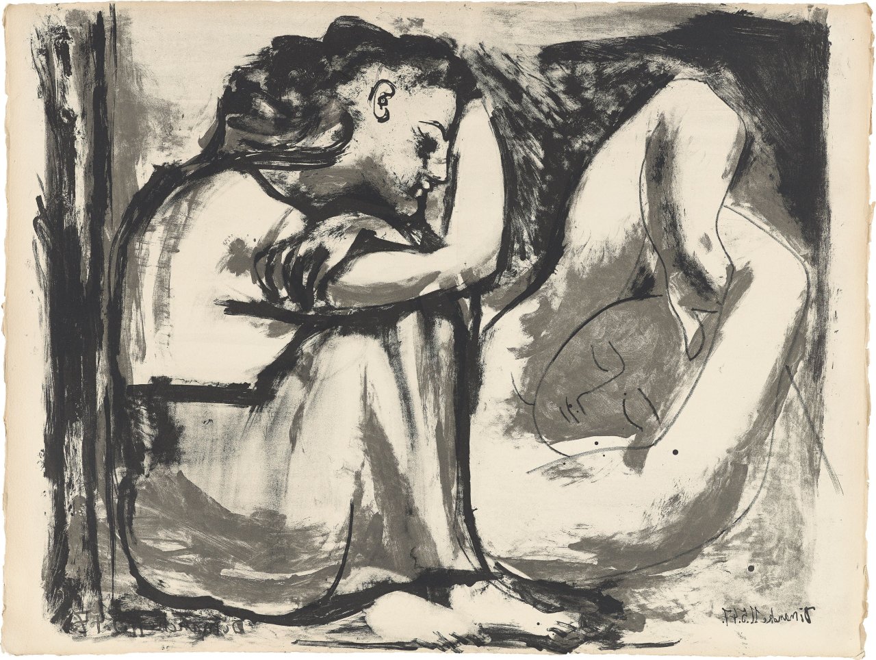 This picture shows the following artwork: Pablo Picasso. ”Femme assise et dormeuse”. 1947.