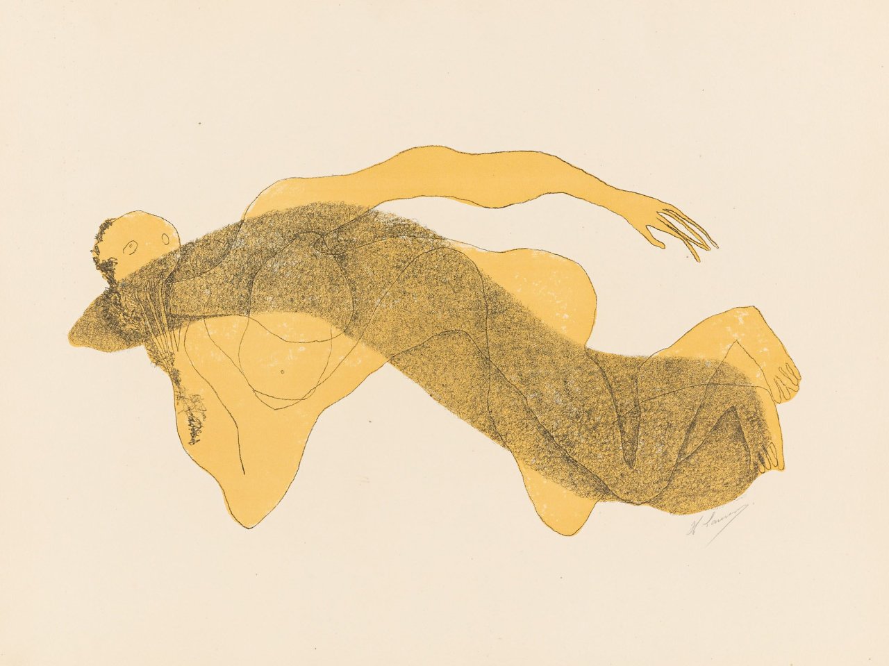 Auf diesem Bild ist das folgende Kunstwerk zu sehen: Henri Laurens. „Femme Couchée“. Um 1950.