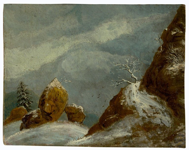 Auf diesem Bild ist das folgende Kunstwerk zu sehen: Thomas Fearnley. Winterlandschaft. 1829.