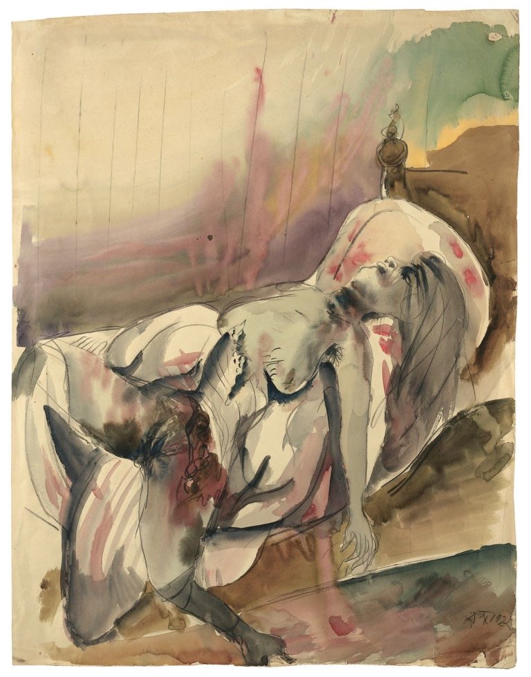 Auf diesem Bild ist das folgende Kunstwerk zu sehen: Otto Dix. „Lustmord I. Versuch“. 1922.