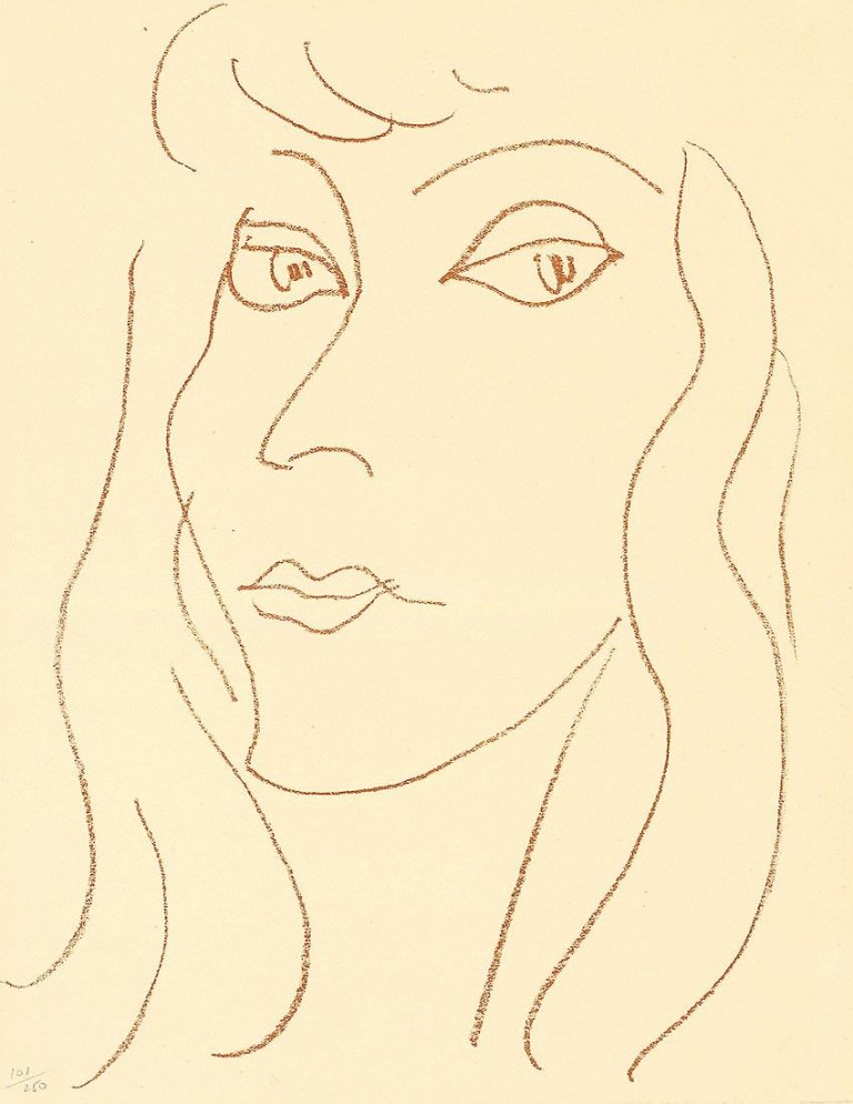 Auf diesem Bild ist das folgende Kunstwerk zu sehen: Henri Matisse. Aus: „Pierre Reverdy: Visages”. 1946.