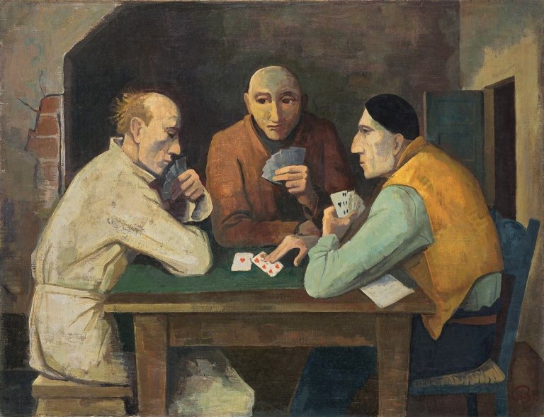 Auf diesem Bild ist das folgende Kunstwerk zu sehen: Karl Hofer. „Kartenspieler“. 1936.