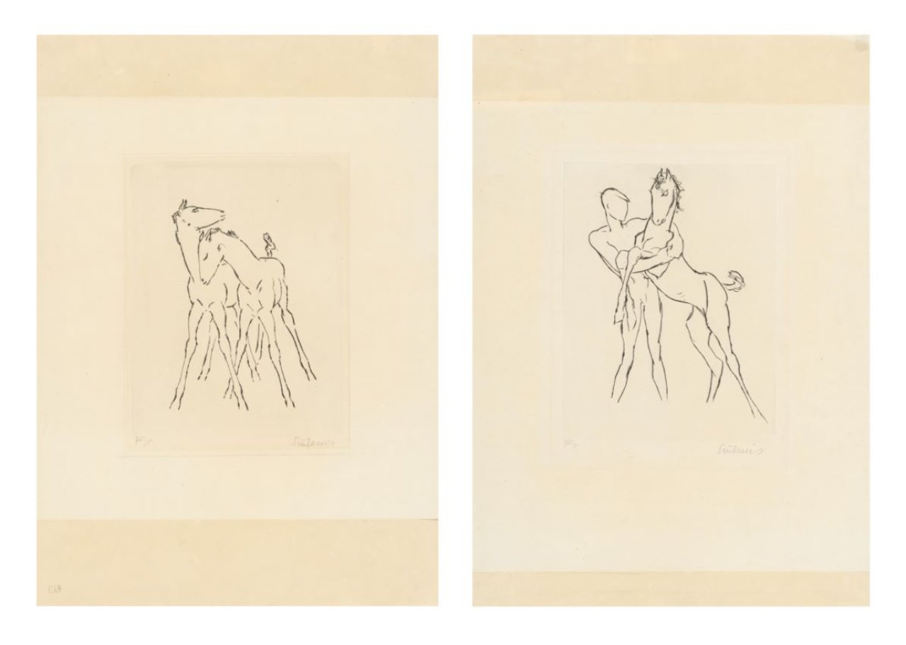 This picture shows the following artwork: Renée Sintenis. Boy with foal / Two foals.