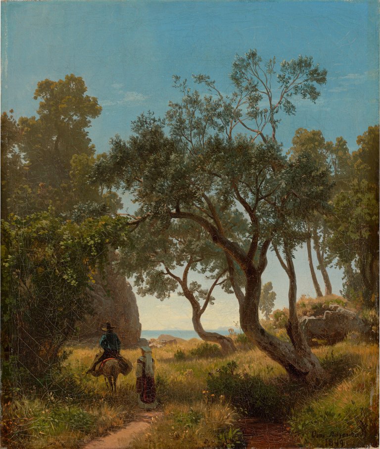 Auf diesem Bild ist das folgende Kunstwerk zu sehen: Oswald Achenbach. In den Albaner Bergen. 1849.
