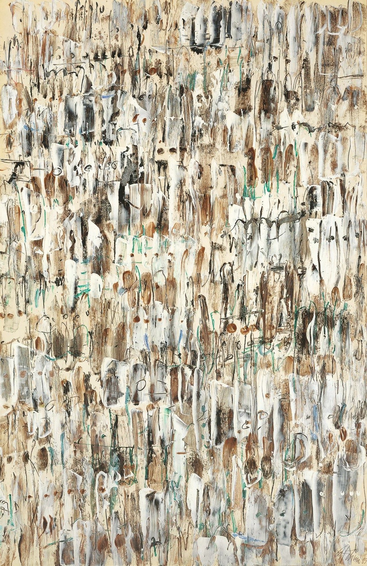Auf diesem Bild ist das folgende Kunstwerk zu sehen: Gerhard Hoehme. „Gouache 1959. Räumlich streng gegliedert“. 1959.