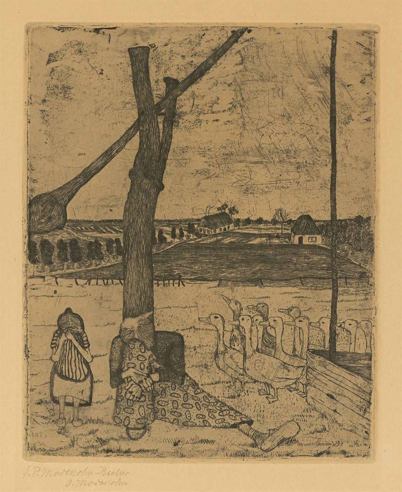 Auf diesem Bild ist das folgende Kunstwerk zu sehen: Paula Modersohn-Becker. „Die Gänsemagd“.