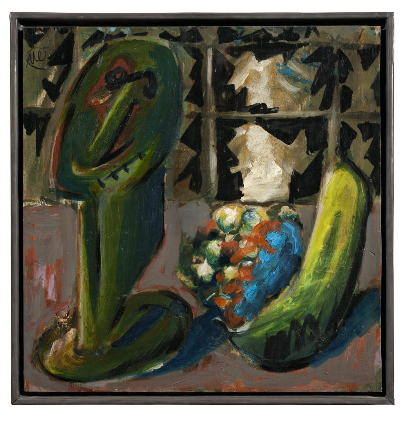 Auf diesem Bild ist das folgende Kunstwerk zu sehen: Markus Lüpertz. „N.Y. Fenster Stilleben“. 1984.