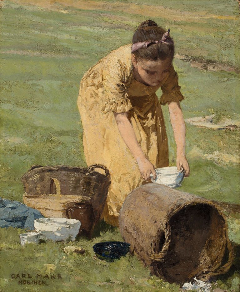 Auf diesem Bild ist das folgende Kunstwerk zu sehen: Carl von Marr. Brotzeit.