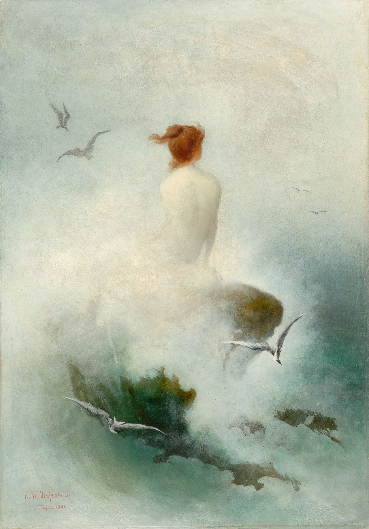 Auf diesem Bild ist das folgende Kunstwerk zu sehen: Karl Wilhelm Diefenbach. Frage an die Sterne. 1901.
