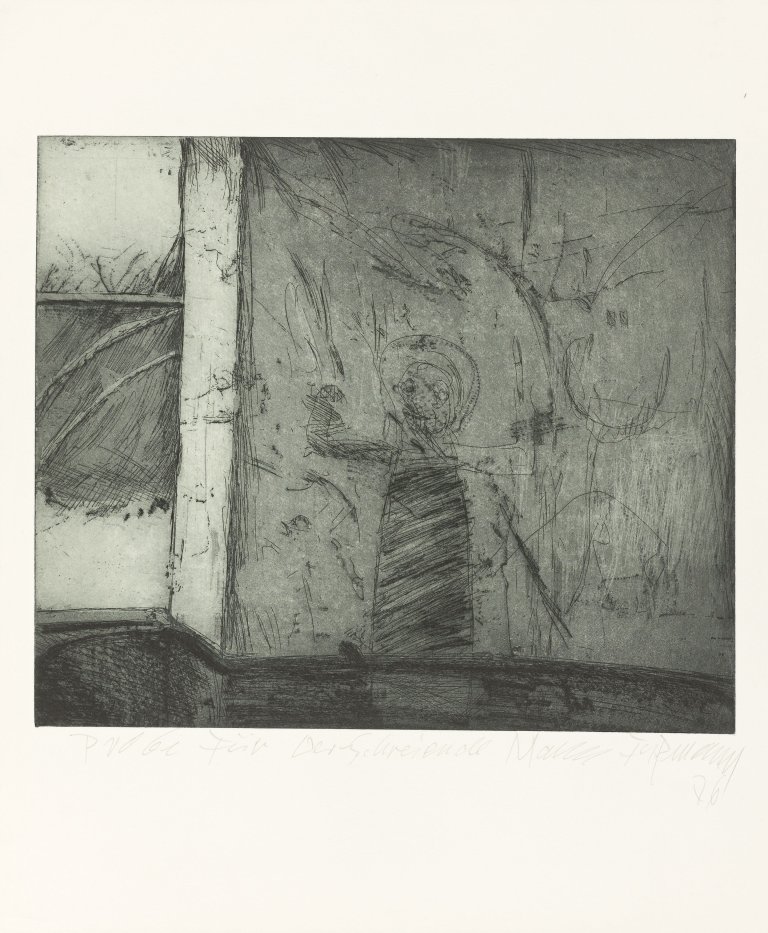 Auf diesem Bild ist das folgende Kunstwerk zu sehen: Klaus Fußmann. „Wasserbecken“ / „Die Wand mit dem schreienden Mann“. 1973 / 1975/76.