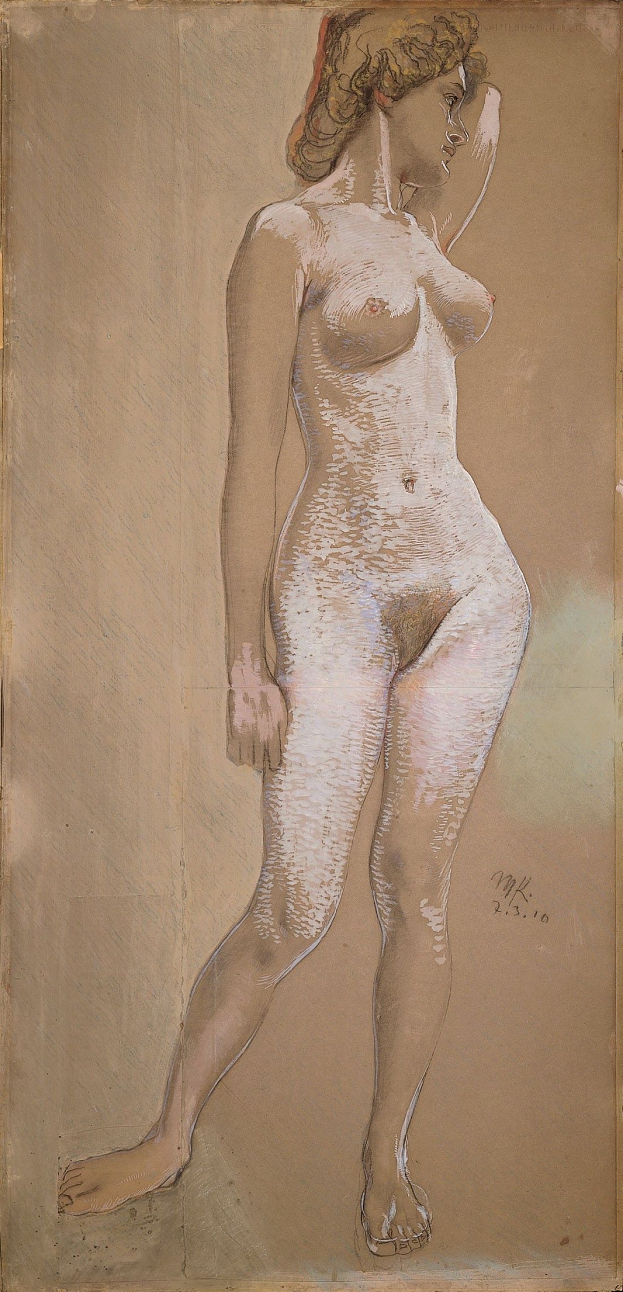 This picture shows the following artwork: Max Klinger. Stehender weiblicher Akt. 1910.