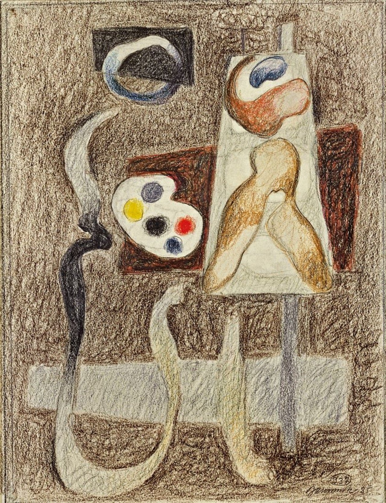 Auf diesem Bild ist das folgende Kunstwerk zu sehen: Willi Baumeister. „Maler mit Palette“. 1935.