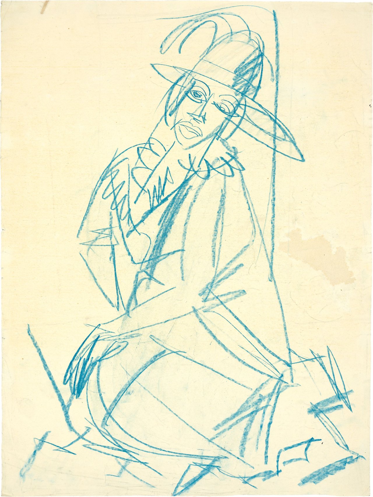 Auf diesem Bild ist das folgende Kunstwerk zu sehen: Ernst Ludwig Kirchner. „Sitzende Frau mit Hut“. 1914.