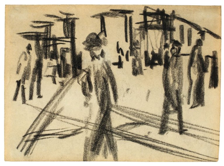 Auf diesem Bild ist das folgende Kunstwerk zu sehen: August Macke. „Auf der Straße 4“. 1913.