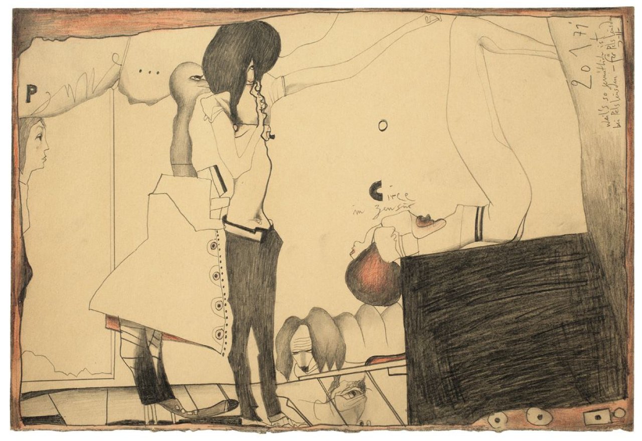 This picture shows the following artwork: Horst Janssen. „Circe in Zensur“. 1971.