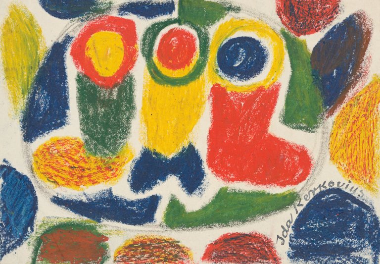 Auf diesem Bild ist das folgende Kunstwerk zu sehen: Ida Kerkovius. „Drei Figuren“. 1962.