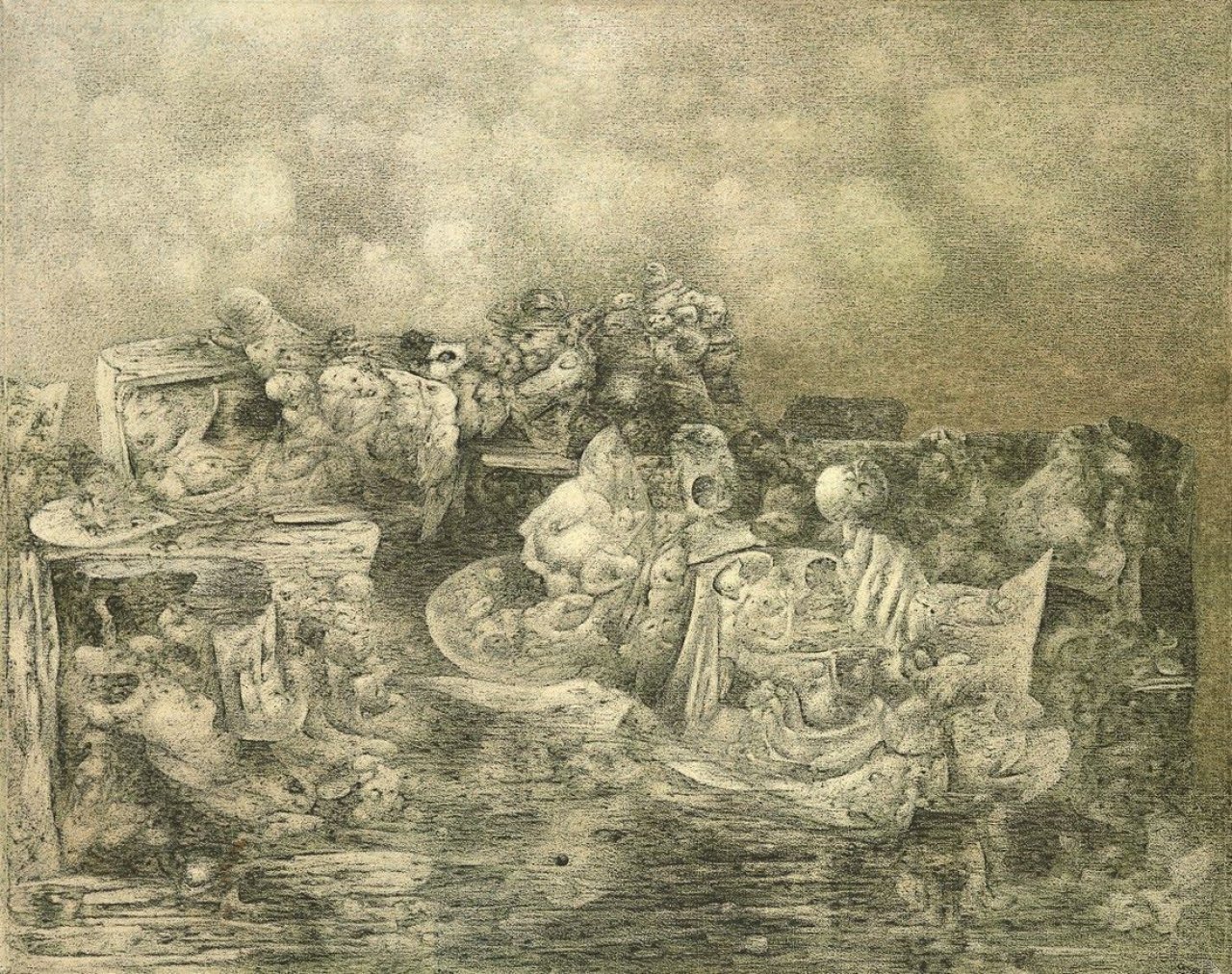 Auf diesem Bild ist das folgende Kunstwerk zu sehen: Richard Oelze. „Vorabend“. 1958.