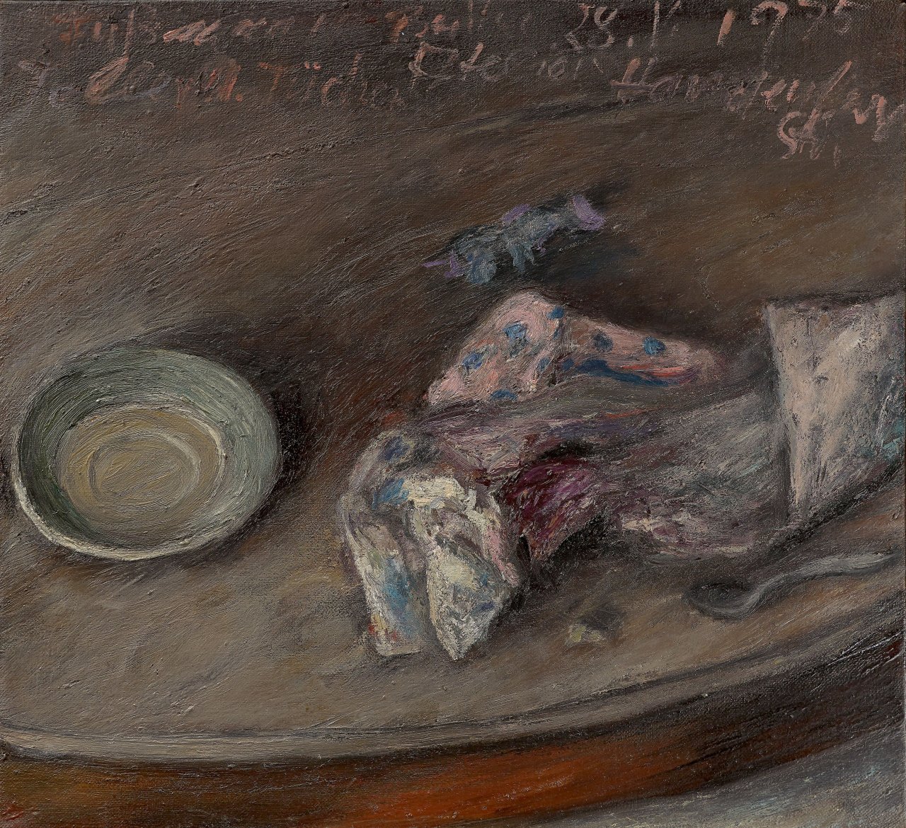 This picture shows the following artwork: Klaus Fußmann. „Teller und Tücher Atelier Hardenberg Str[aße]“. 1975.