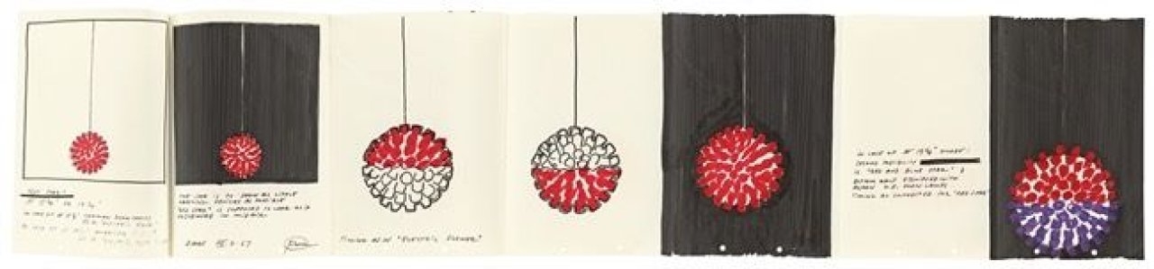 This picture shows the following artwork: Otto Piene. Sketch for the light sculpture: ”Red Star”. 1967.