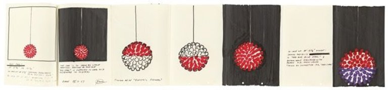 Auf diesem Bild ist das folgende Kunstwerk zu sehen: Otto Piene. Entwurf für die Lichtskulptur: „Red Star“. 1967.